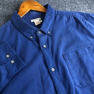 Carbon 2 Cobalt Shirt Mens XL Blue Birdseye Long Sleeve Button 100% Cotton